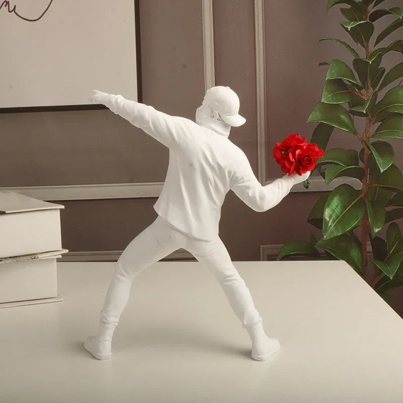 Street Art Banksy Sculpture Resin Flower Thrower Figurine - Product example