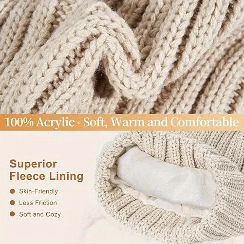 Knitted Winter Accessories Set Hat Scarf Gloves with Touchscreen Tips - Product detail 4