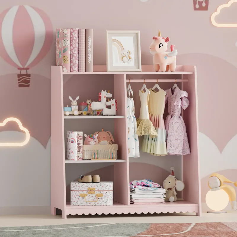 Kindergarderobe Vestnes 90x80x38 cm Cotton Candy/Weiß [en.casa] - premiumXL