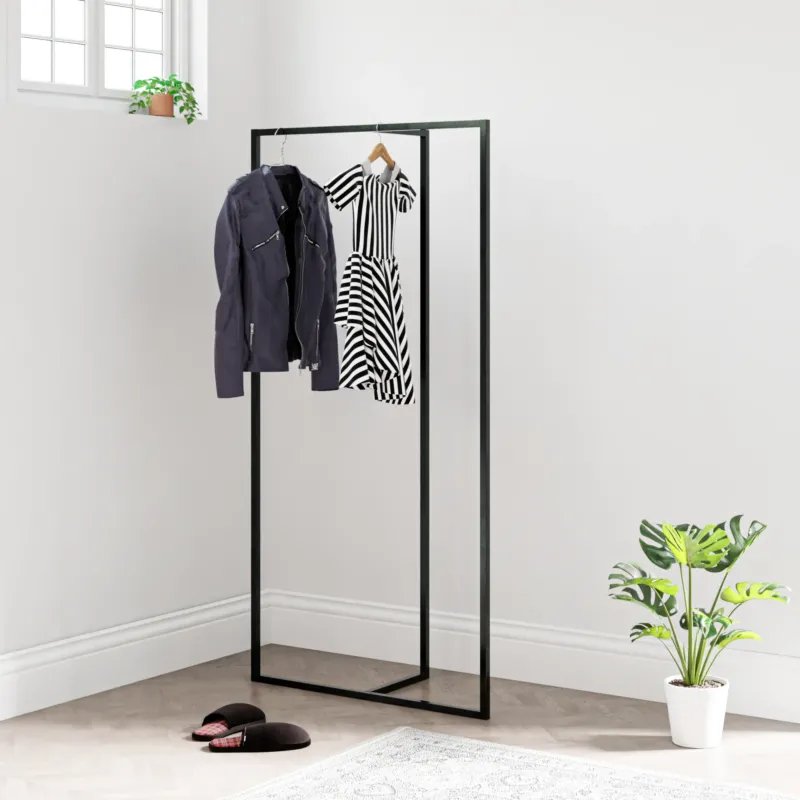 Garderobenständer Hurdal 160x80x32cm Schwarz [en.casa] - premiumXL