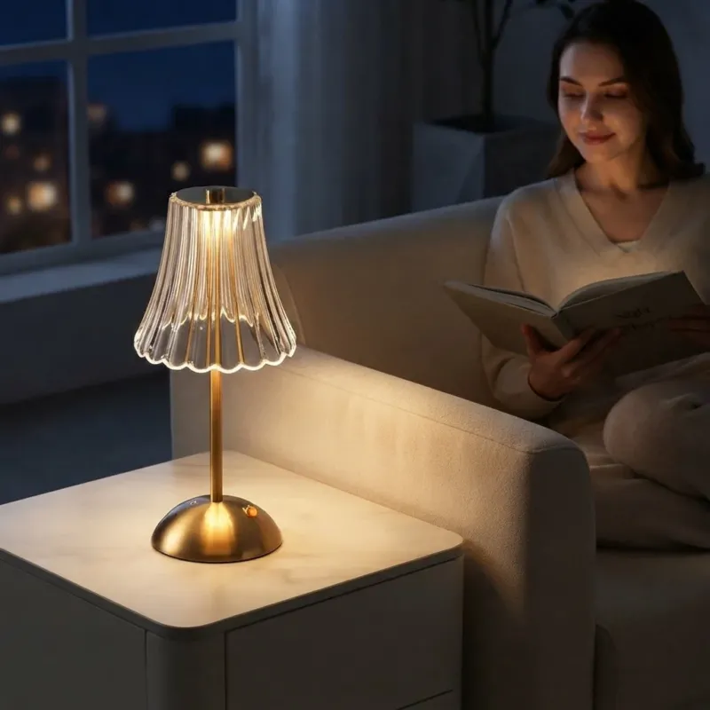 Kabellose Tischlampe mit Touch-Dimmer und Akku im Retro-Design