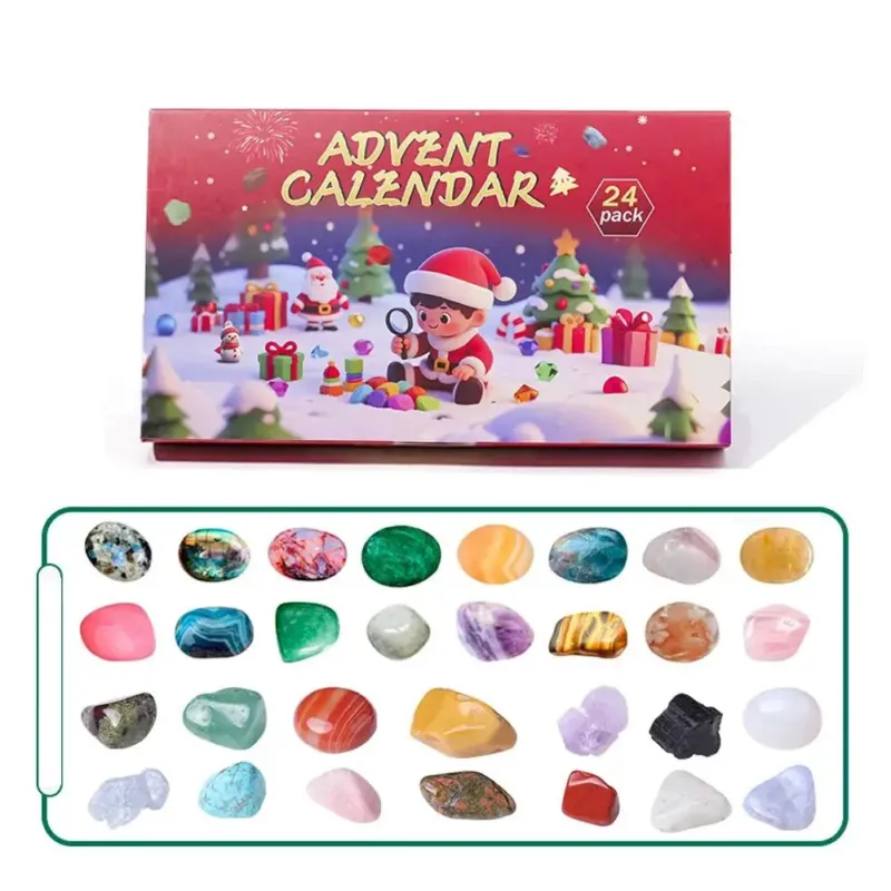 Christmas Advent Calendar 24 Natural Gemstones Educational Set - Product showcase