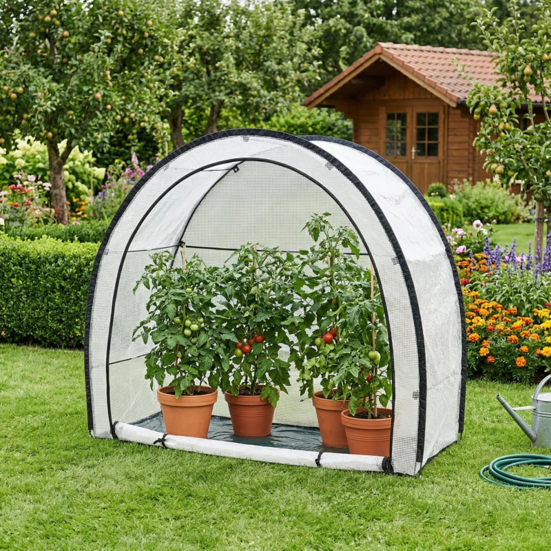 Tomatengewächshaus aus Folie Larshasas 180x80x170 cm Transparent [en.casa]