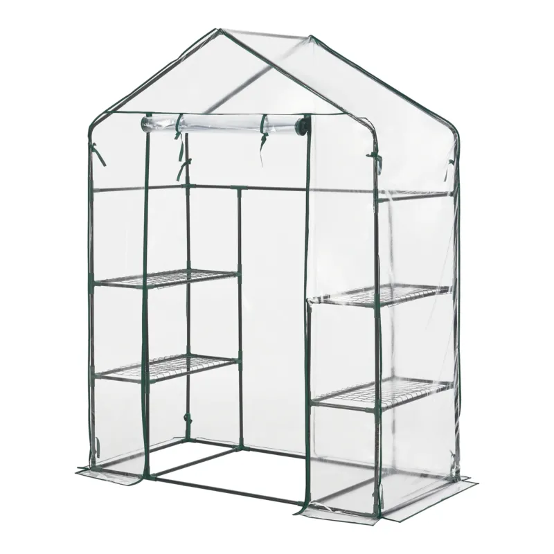 Gewächshaus Hoorn mit Ablagen 140x73x195cm Transparent [en.casa] - premiumXL