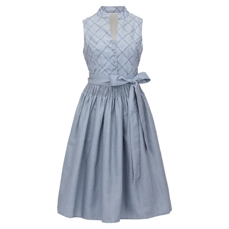 Traditional Dirndl Dress Gray Lace Detail with Apron - Detailed view