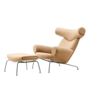 Ox Chair inkl. Hocker in Vidar Duo 248 mit Keder aus Vegeta Leder von Hans J. Wegner