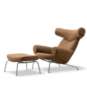 Ox Chair inkl. Hocker in Vidar 353 mit Keder in Max 91 Leder von Hans J. Wegner