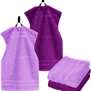 Gästehandtücher Set zweifarbig 30x50 cm 4 Stück Aubergine - Flieder