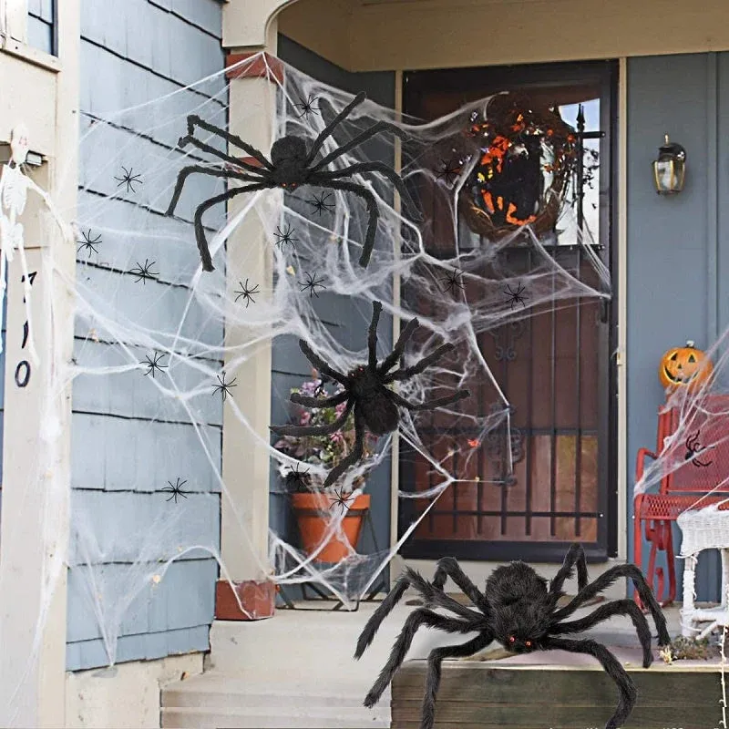 Giant Halloween Spider Poseable Black Furry Decoration 200cm - Detailed view