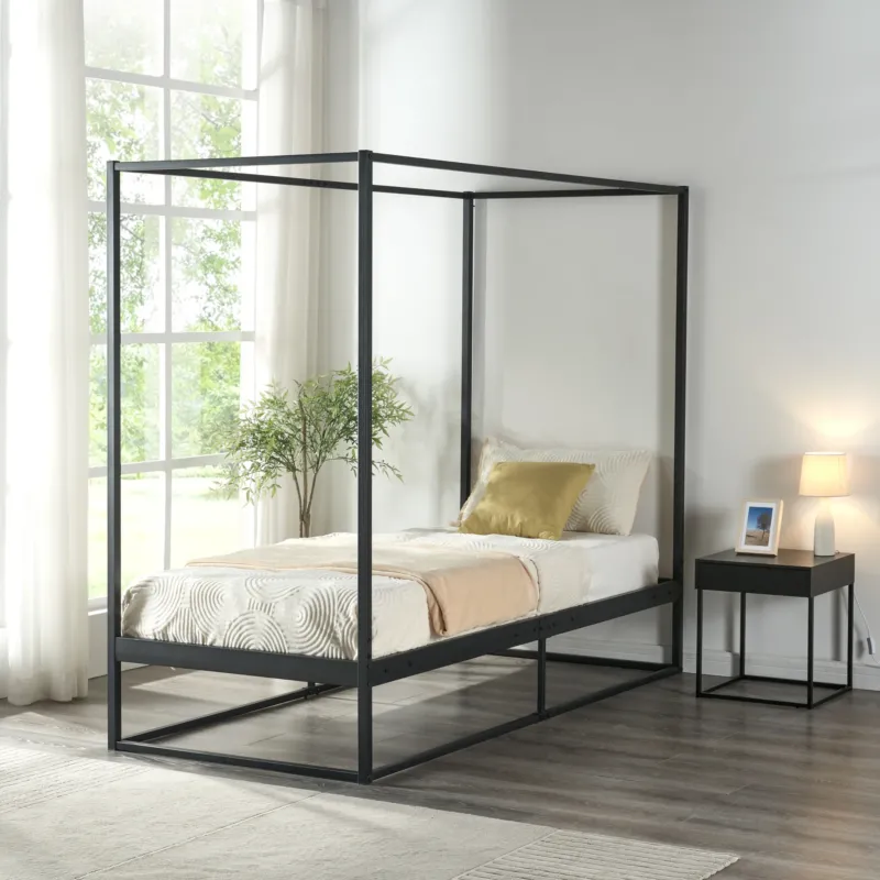 Himmelbett Kristianstad Metall Schwarz in versch. Größen [en.casa] - premiumXL