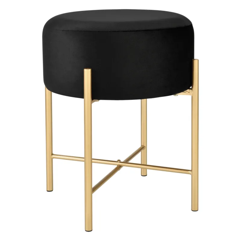 Sitzhocker Kungälv Polsterhocker bis 100 kg Schwarz/Messingfarben [en.casa] - premiumXL