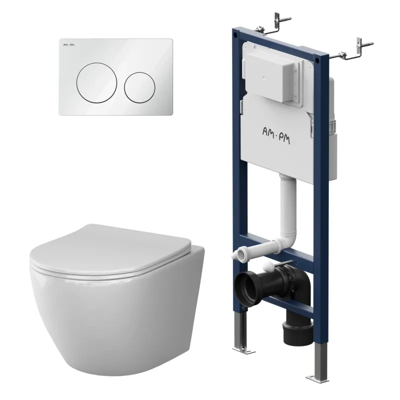 WC-Komplettset Like mit Vorwandelement und weißer Betätigungsplatte – IIS90101.LA1900