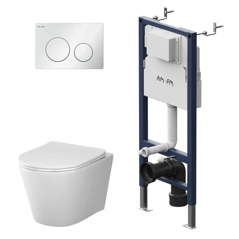 WC-Komplettset Spike mit Vorwandelement und weißer Betätigungsplatte – IIS90101.PA1900