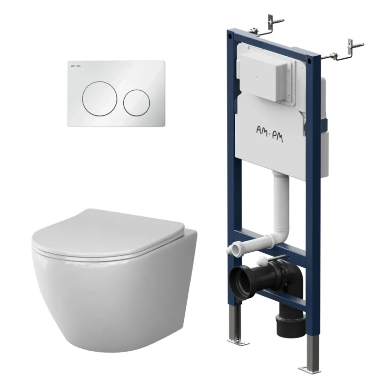 WC-Komplettset X-Joy S mit Vorwandelement und weißer Betätigungsplatte – IIS90101.XB1701