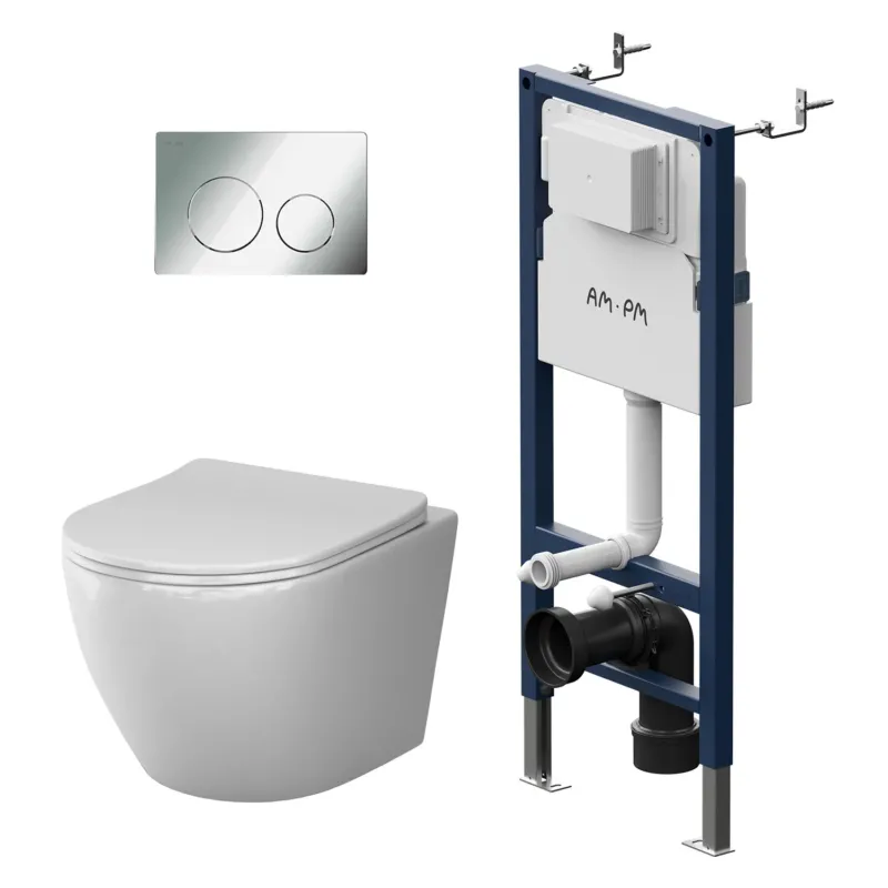 WC-Komplettset Like mit Vorwandelement und Betätigungsplatte in Chrom – IIS90151.LA1900