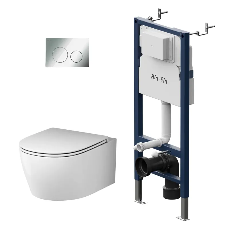WC-Komplettset X-Joy S mit Vorwandelement und Betätigungsplatte in Chrom – IIS90151.XB1700