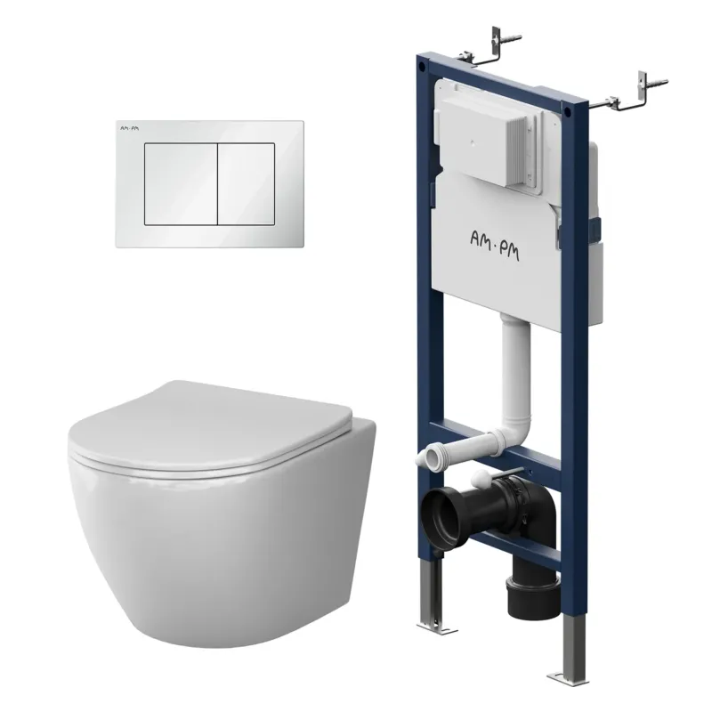 WC-Komplettset X-Joy S mit Vorwandelement und weißer Betätigungsplatte – IIS90201.XB1701