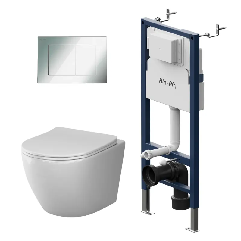 WC-Komplettset X-Joy S mit Vorwandelement und Betätigungsplatte in Chrom – IIS90251.XB1701
