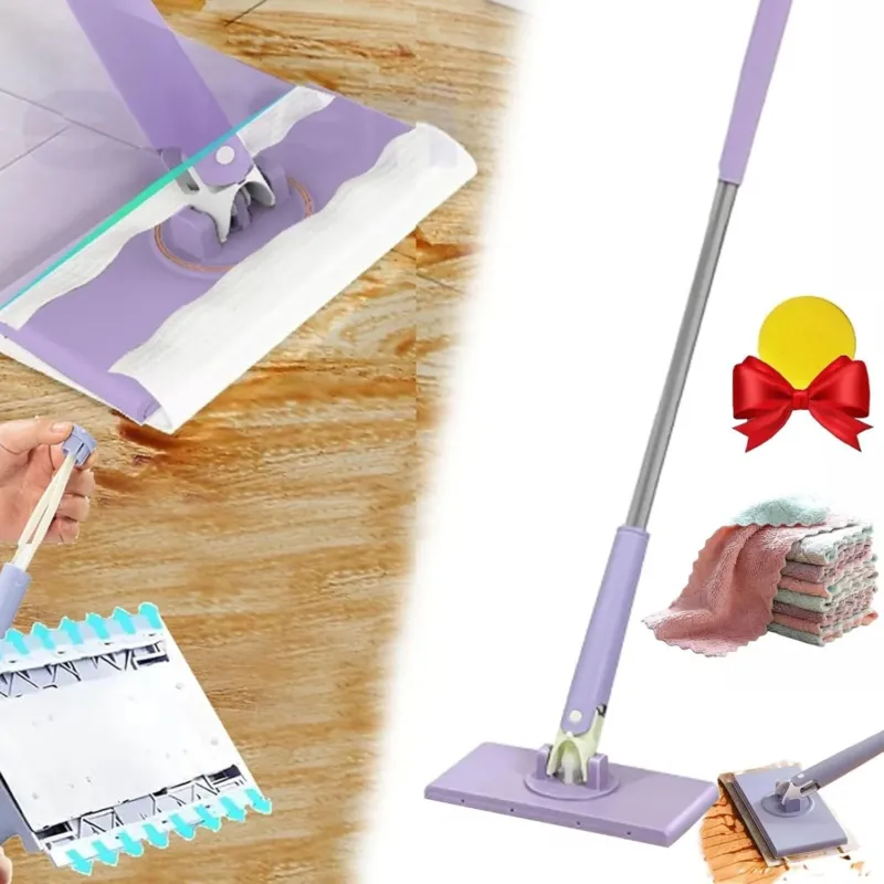 Modern Floor Mop 360 Swivel Head With Reusable Cloths - Product showcase