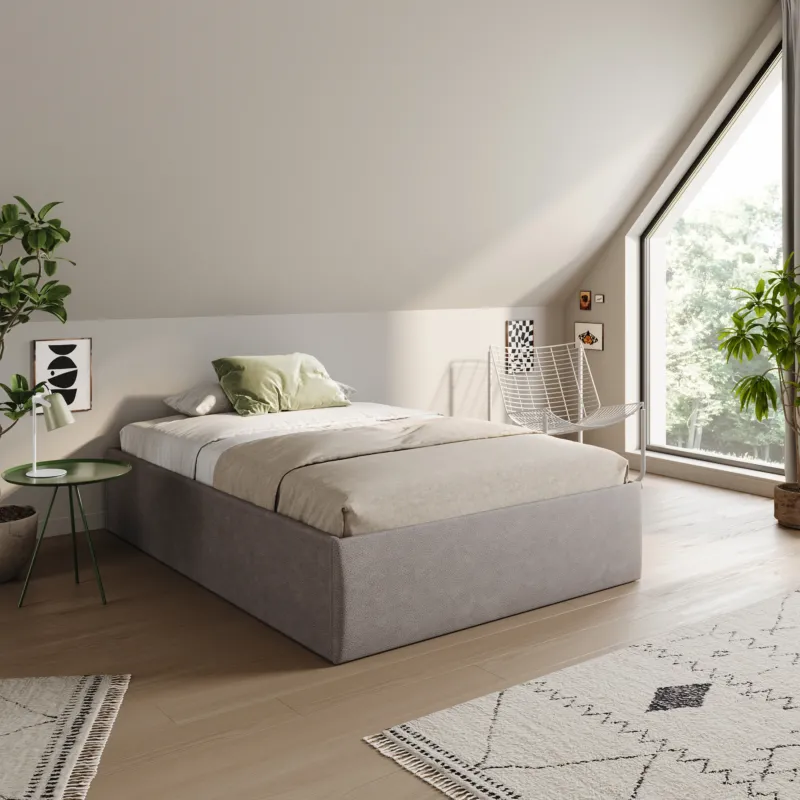 Home Collective Polsterbett 140x200 160x200 180x200 200x200 cm Doppelbett Bett ohne Kopfteil mit verstellbarem Lattenrost & Stauraum, wählbare Matratze (Ohne / H2 / H3) | Lederoptik Velours | Schlafzimmer Möbel