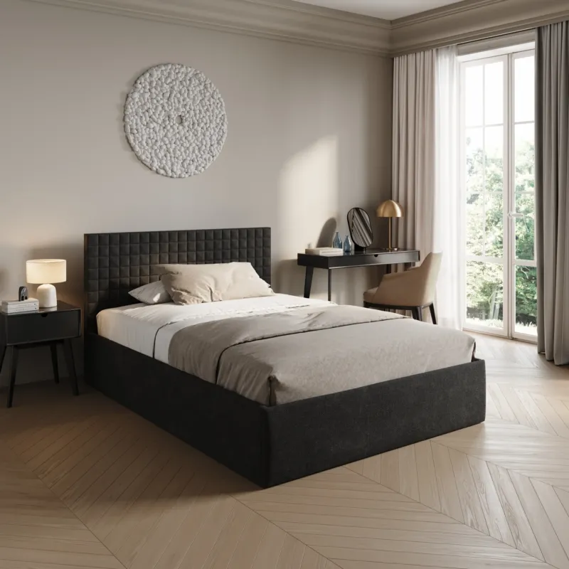 Home Collective Polsterbett 140x200 160x200 180x200 200x200 cm Doppelbett Bett mit einer Matratze Ihrer Wahl, mit verstellbarem Lattenrost & Stauraum | VARDO-Stoff