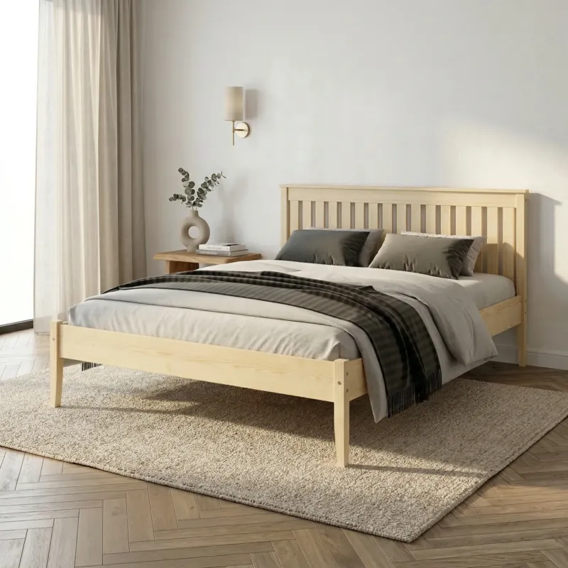 Home Collective Massivholzbett Doppelbett Bett Kiefer Naturholz Bettgestell mit Lattenrost & Kopfteil | 120x200 140x200 160x200 180x200 | Schlafzimmer Jugendzimmer Gästezimmer | Kiefer oder Eiche