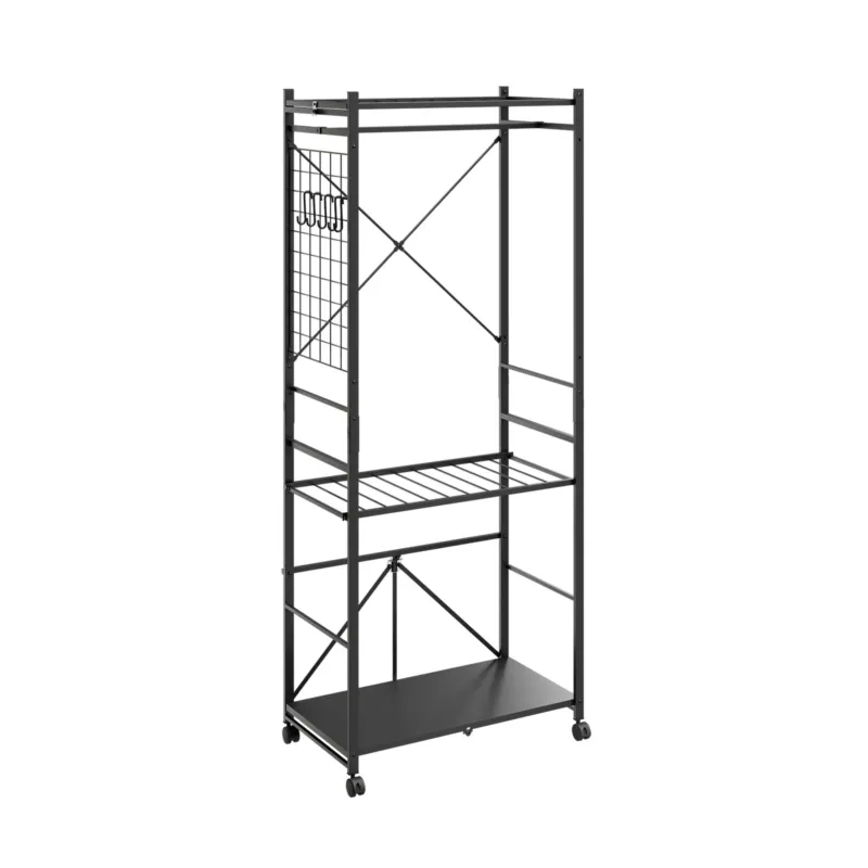 SoBuy | Kleiderständer | Kleiderstange schwarz auf Rollen | Dark Gray | 70×38×175 cm | KLS22-SCH