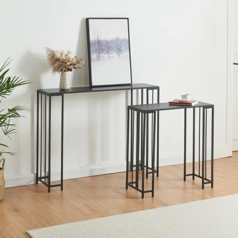 Konsolentisch Ørsta 2er Set Schwarz [en.casa] - premiumXL
