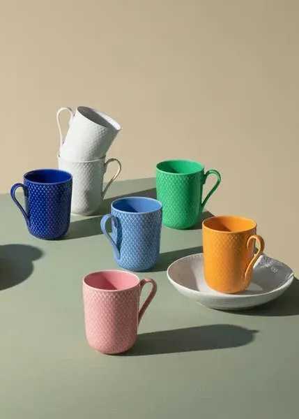 Rhombe Tasse m. Henkel, Blau von Lyngby Porcelæn – Bild 2