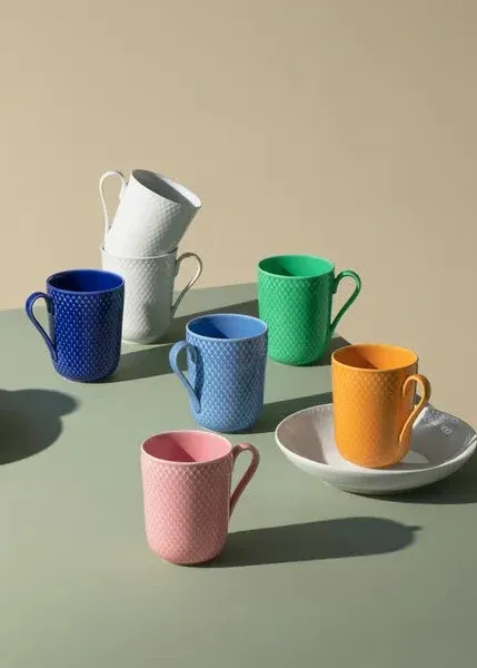 Rhombe Becher mit Henkel, Grün von Lyngby Porcelæn – Bild 2
