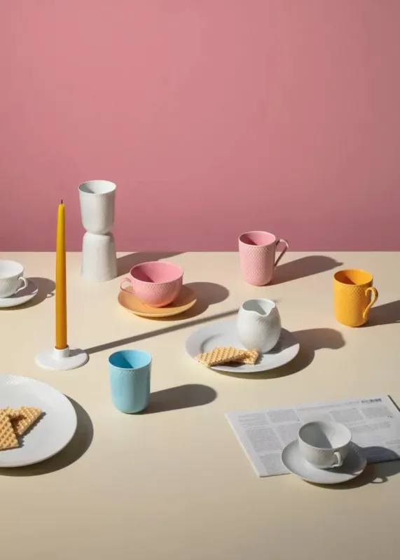 Rhombe Krus mit Henkel, Gelb von Lyngby Porcelæn – Bild 2
