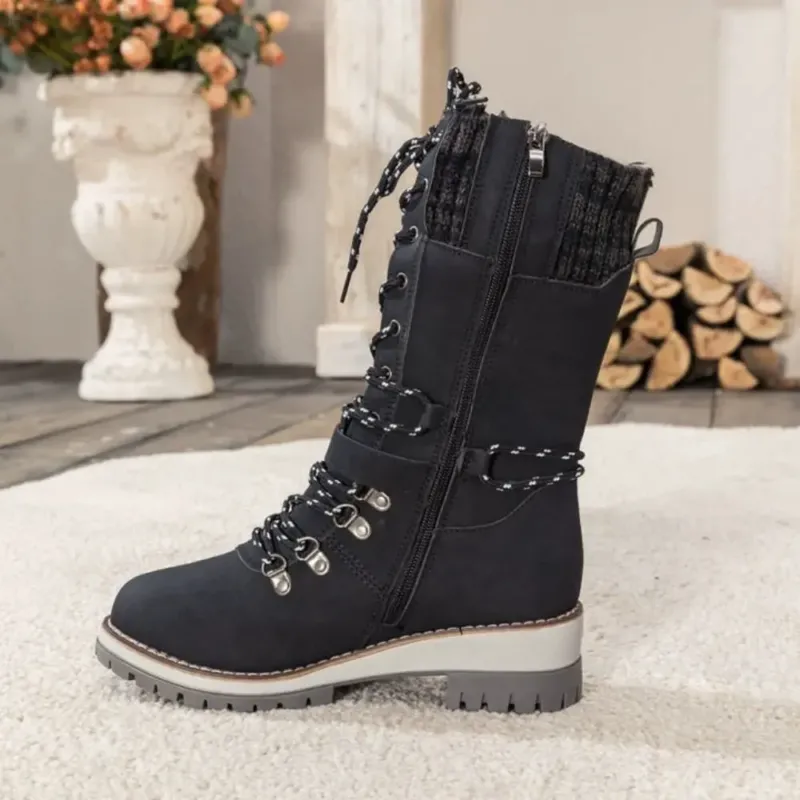 Winter Combat Boots Knitted Cuff With Anti-Slip Sole - Product example
