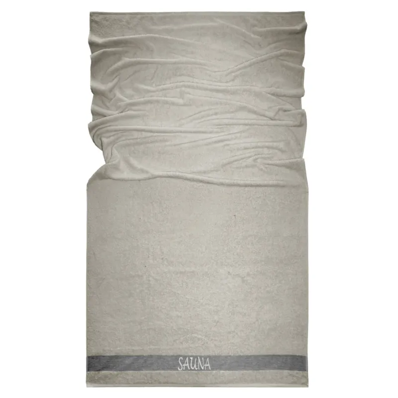 Wellness Frottee Saunatuch 100x200 cm, Lima XXL Sauna Handtuch Grau - Kiesel