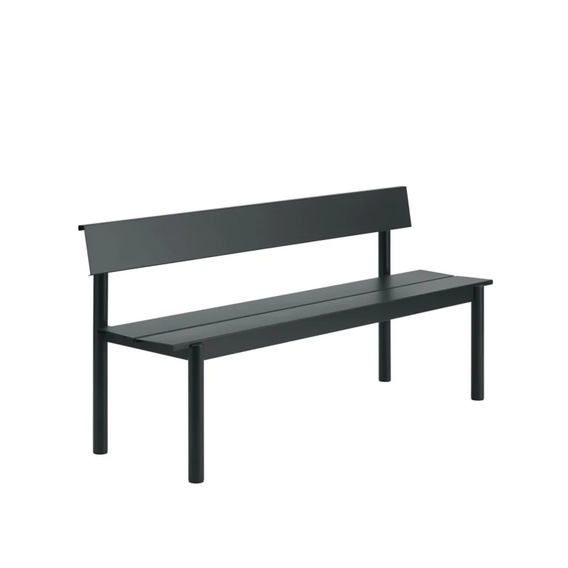 Linear Steel Gartenbank mit Rückenlehne 170 cm von Muuto