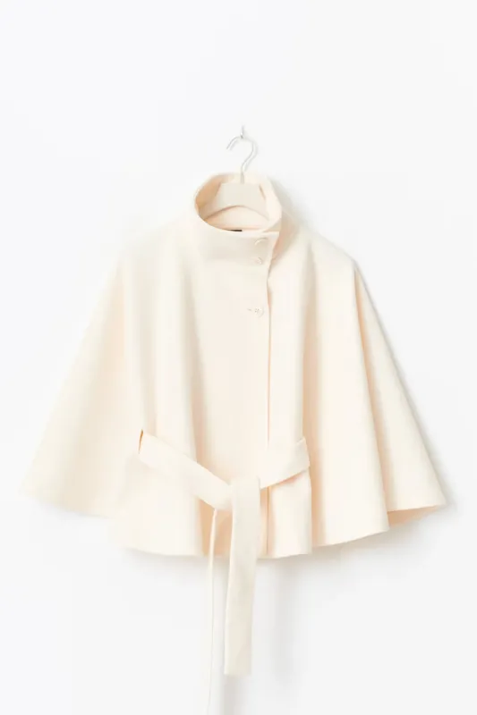 Womens Cape Coat High Collar Belted Winter Design - Product showcase