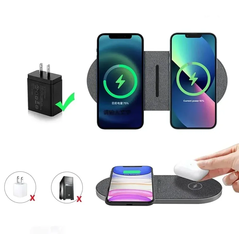Wireless Charging Pad Fast Charging Station with Fabric Finish - Product detail 4