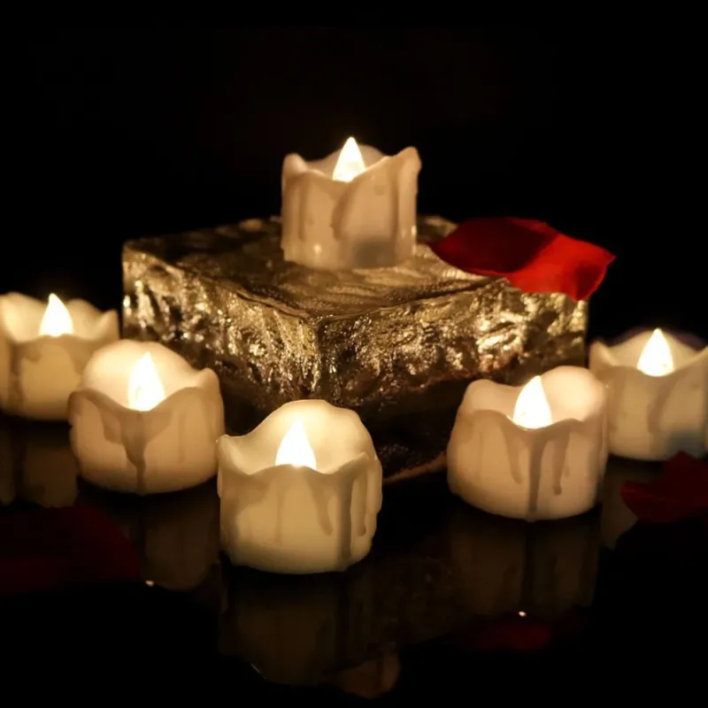 Flameless LED Tea Light Candles Battery Operated Flickering Set - Product example