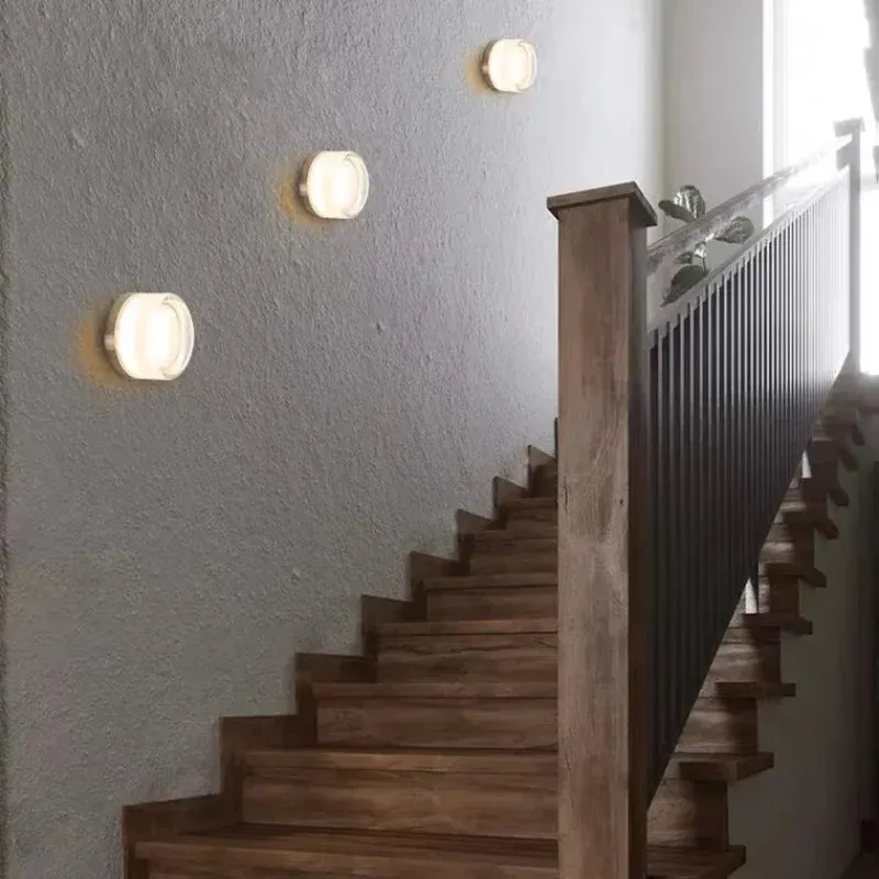 Round Wall Sconce Light Ribbed Glass Warm LED Fixture - Product detail 4