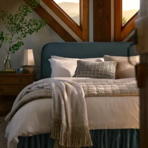 Poppy Ruffle Velvet Upholstered Bed