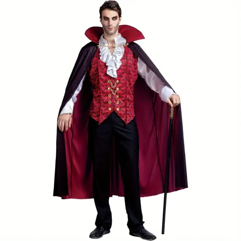 Gothic Vampire Costume Victorian Style Cape and Vest Set - Product showcase