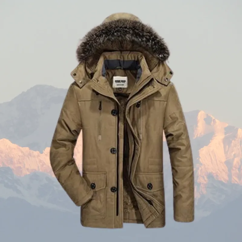 Winter Parka Jacket Mid-Length Insulated Design With Fur Hood - Product detail 4