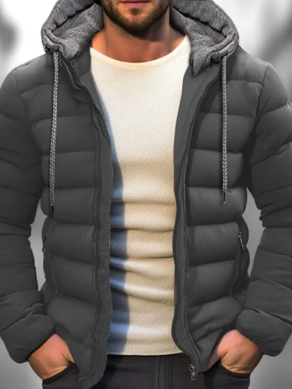 Winter Puffer Jacket Hooded Down Quilted Coat - Product detail 4
