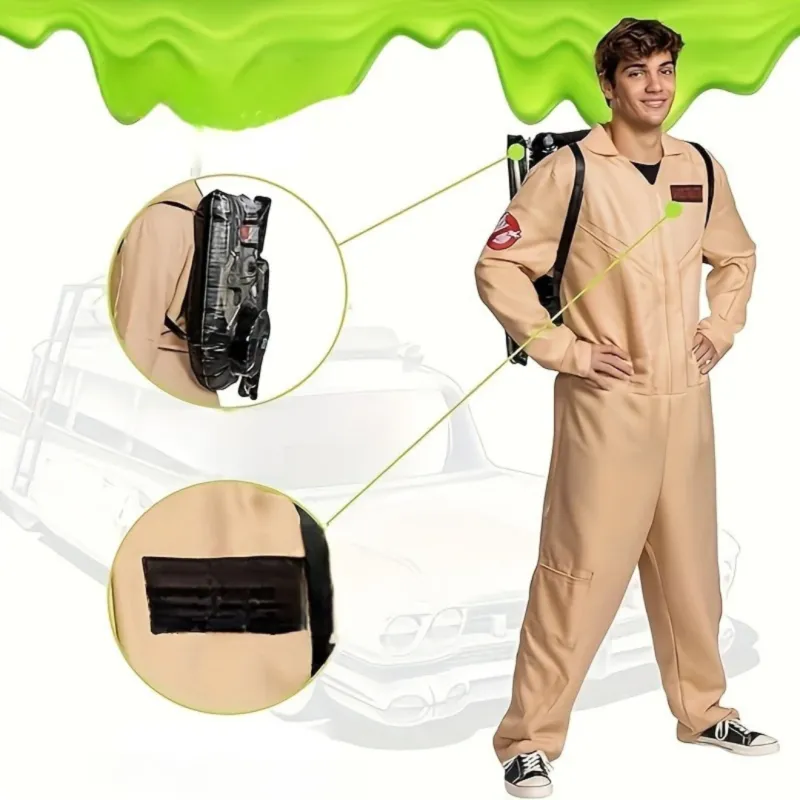 Halloween Costume Jumpsuit Utility Style Beige Coveralls - Product example