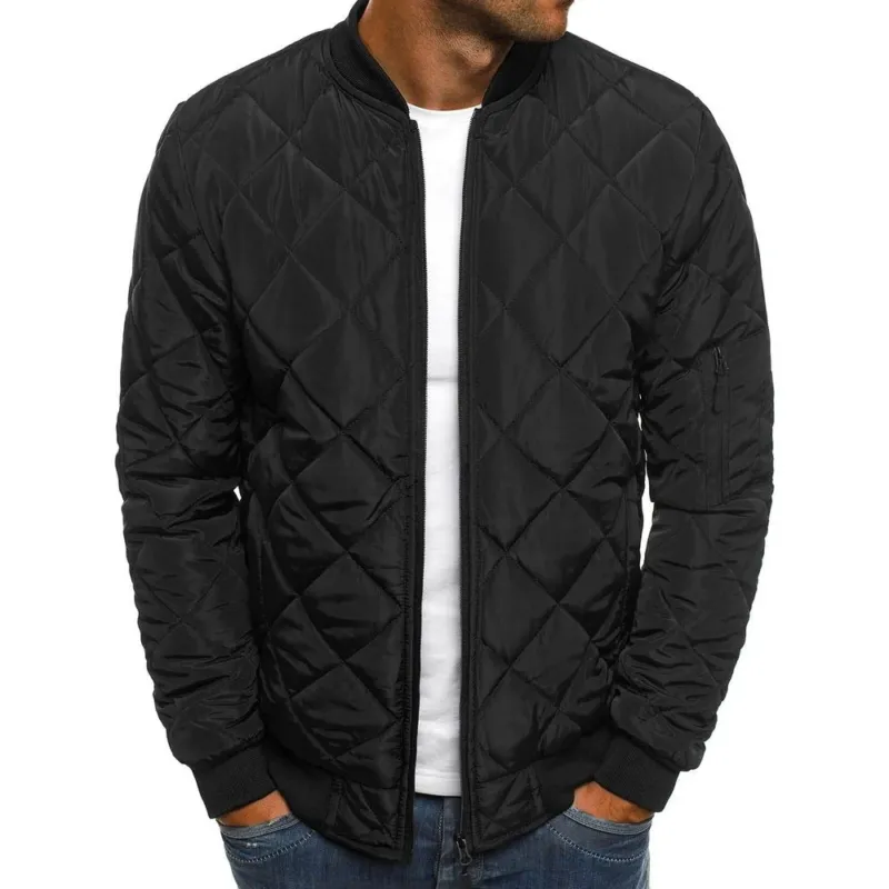 Quilted Bomber Jacket Diamond Stitch Design - Detailed view