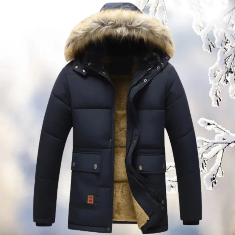 Winter Parka Coat Quilted Design With Fur Hood - Product example