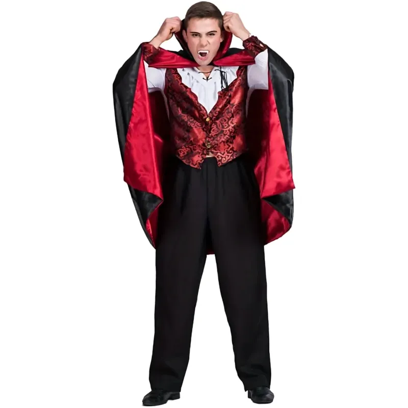 Gothic Vampire Costume Embroidered Vest with Cape - Product showcase