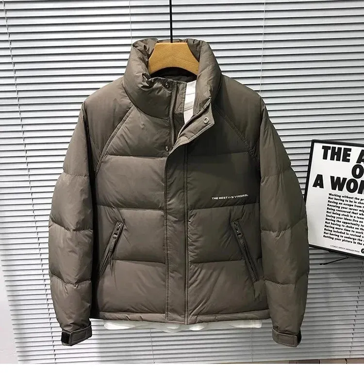 Winter Down Jacket Quilted Puffer Coat With High Collar - Detailed view