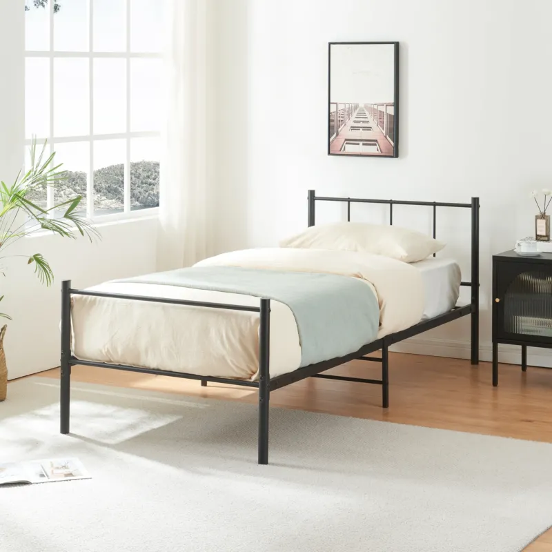 Metallbett Laos Schwarz in versch. Größen [en.casa] - premiumXL