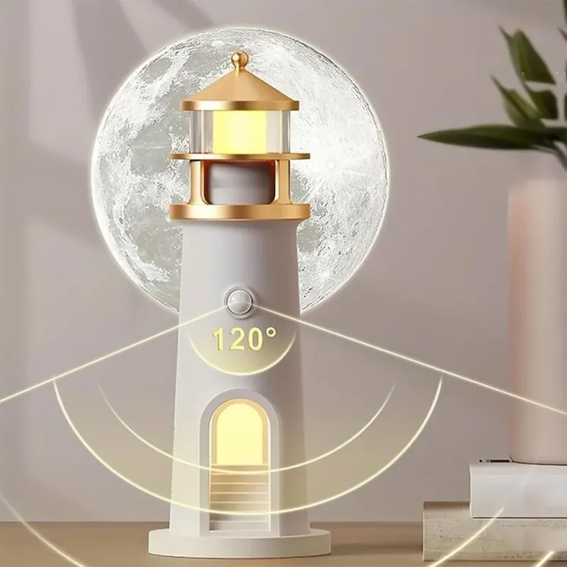 Lighthouse Moon Lamp 3D Projection Night Light With Bluetooth Speaker - Product detail 4