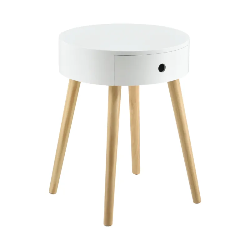 Nachttisch Aurich 50x38x38 cm mit Schublade Retrodesign Weiß en.casa - premiumXL